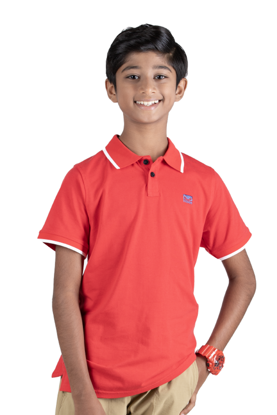 Boys' Polo T-shirt with single contrast tipping